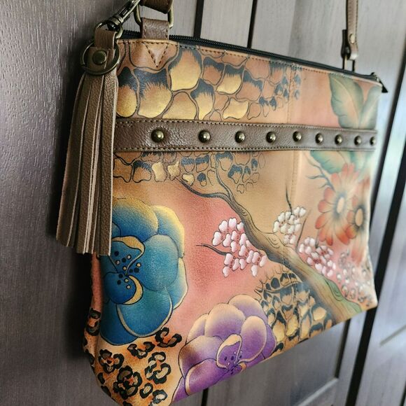 Anuschka S.M.D.C Medium Crossbody Convertible Purse Adjustable Floral Safari - Picture 5 of 16